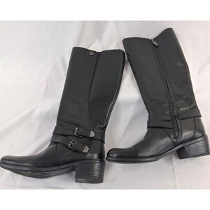 Bussola Antwerpen Black Leather Boots Zip Buckle Detail Women EU 39 US 8 1/2